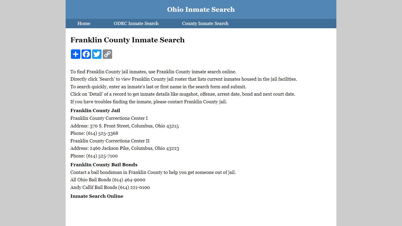 Franklin County Inmate Search